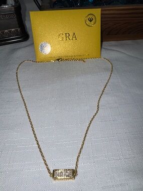 Gold Pavé Bar Moissanite Necklace - new